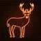 Neon sign. Wild deer outline in orange tones. With her head turned, the front view.