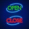 Neon signs open and close