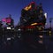 neon signs at the outside of a futuristic restaurant, 3d rendering