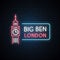 Neon silhouette of Big Ben with the inscription: Big Ben London.