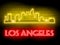 Neon silhouette of Los Angeles United States city skyline vector background. Neon style sign illustration. Illustration for t s