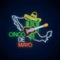 Neon sinco de mayo sign with mexico map. Mexican festival flyer design with guitar, cactus and sombrero hat