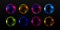 Neon soap bubbles, rainbow colorful glass balls