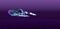 Neon spaceship on purple bacground,cyber pank,3d render