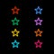 Neon stars on a black background .