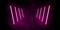 Neon sticks purple light on dark background with smoke. Led glowing lamps on smoky backdrop. Modern vector design