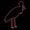 Neon stork Bird standing Crane Heron red color vector illustration image flat style