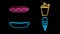 Neon street food icon set. Vector fastfood sign collection. Glowing take away pictogram illustrations in line style. Simple signs