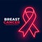 Neon style breast cancer awareness month poster design