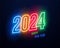 neon style colorful 2024 happy new year event background design