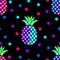 Neon style Pineapples Tropical Pattern