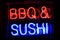 Neon Sushi And Barbecue Sign