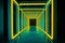 Neon Symmetry: Award-winning Canary Yellow and Aqua Blue Interior Desig