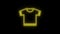 Neon T-shirt line icon glowing isolated on black background.