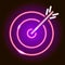 Neon target with arrow concept icon isolated