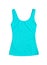 Neon teal sleeveless sports top isolated on white background