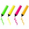 Neon text marker icon set green, yellow, pink, orange. Highlighter flat icons with drawn spot.