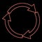 Neon three circle arrows red color vector illustration flat style image