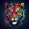 Neon Tiger Clip Art or T-Shirt Design illustration