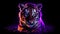 Neon Tiger Cub Illustration In Hyper-realistic Style