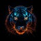 Neon Tiger Head Illustration: Nightmarish, High Detail, Uhd Image