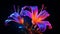 Neon Tiger Lily: Darkcore Flower With Vibrant Colors