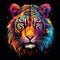 A neon tiger with a retro flair, boldly emblazoned on a vibrant shirt design by AI generated