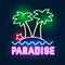Neon Tropical Paradise Vector Illustration For Night Clubs Bars