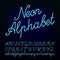 Neon tube hand drawn alphabet font