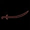 Neon turkish saber Scimitar Sabre of arabian persian Curved sword red color vector illustration image flat style