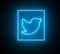 Neon Twitter icon with beautiful glowing led light