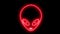 Neon UFO face, alien emoji glowing light. Creature, monster, futuristic character