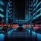 Neon underground car parking. Modern nightlife. Generative ai