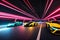 Neon Velocity  Three Supercars Racing in a Futuristic Tunnel.AI Generated