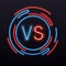 Neon versus. VS symbol into round sign. Confrontation fight battle vector icon