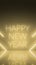 Neon vertical Background Abstract gold with Light Shapes line diagonals on golden and reflective floor, happy new year, festive