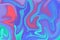 Neon vibrant digital marbling. Blue pink color background. Neon colored suminagashi backdrop
