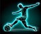 Neon Victory Dynamic Soccer Player in Turquoise
