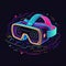 Neon Virtual reality glasses icon on dark background