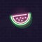 Neon watermelon icon. Vector isolated neon illustration for any dark background. Fluorescent line art icon for menu