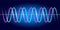 Neon wave graph. Oscilloscope with image of wave diagram
