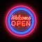 Neon welcome open signboard.