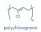 Neoprene polychloroprene synthetic rubber, chemical structure. Skeletal formula.