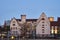 Neorenaissance buildings of the school auditorium at evening