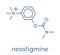 Neostigmine drug molecule. Skeletal formula.