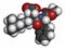 Neotame (E961) sugar substitute molecule. Atoms are represented as spheres with conventional color coding: hydrogen (white),