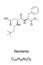 Neotame, sugar substitute, chemical formula and skeletal structure