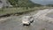 Nepal, anapurna. driving along river. aerial footage