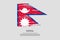 Nepal flag with brush stroke effect and information text poster, vector