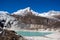 Nepal. Glacial lake at mountain Manaslu bottom